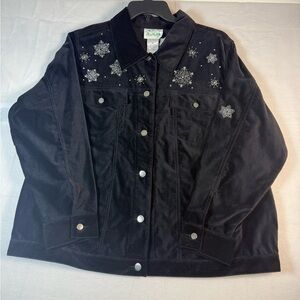 Quacker Factory Black Velvet with Snowman Back and Embellished Stars Size 1X